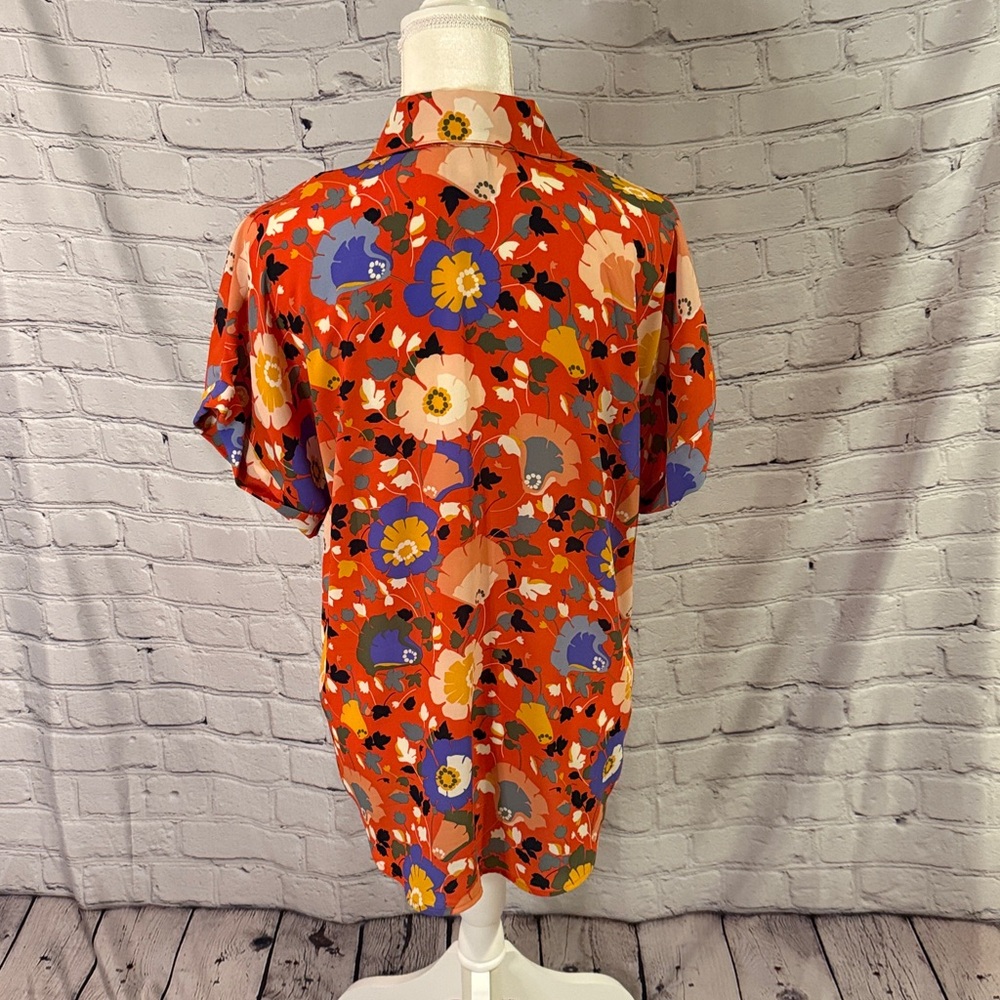 Cabi Orange Floral Replay Blouse Small Style 5892 - Picture 3 of 6